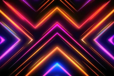 Abstract Neon Chevron Pattern With Glowing Light Trails