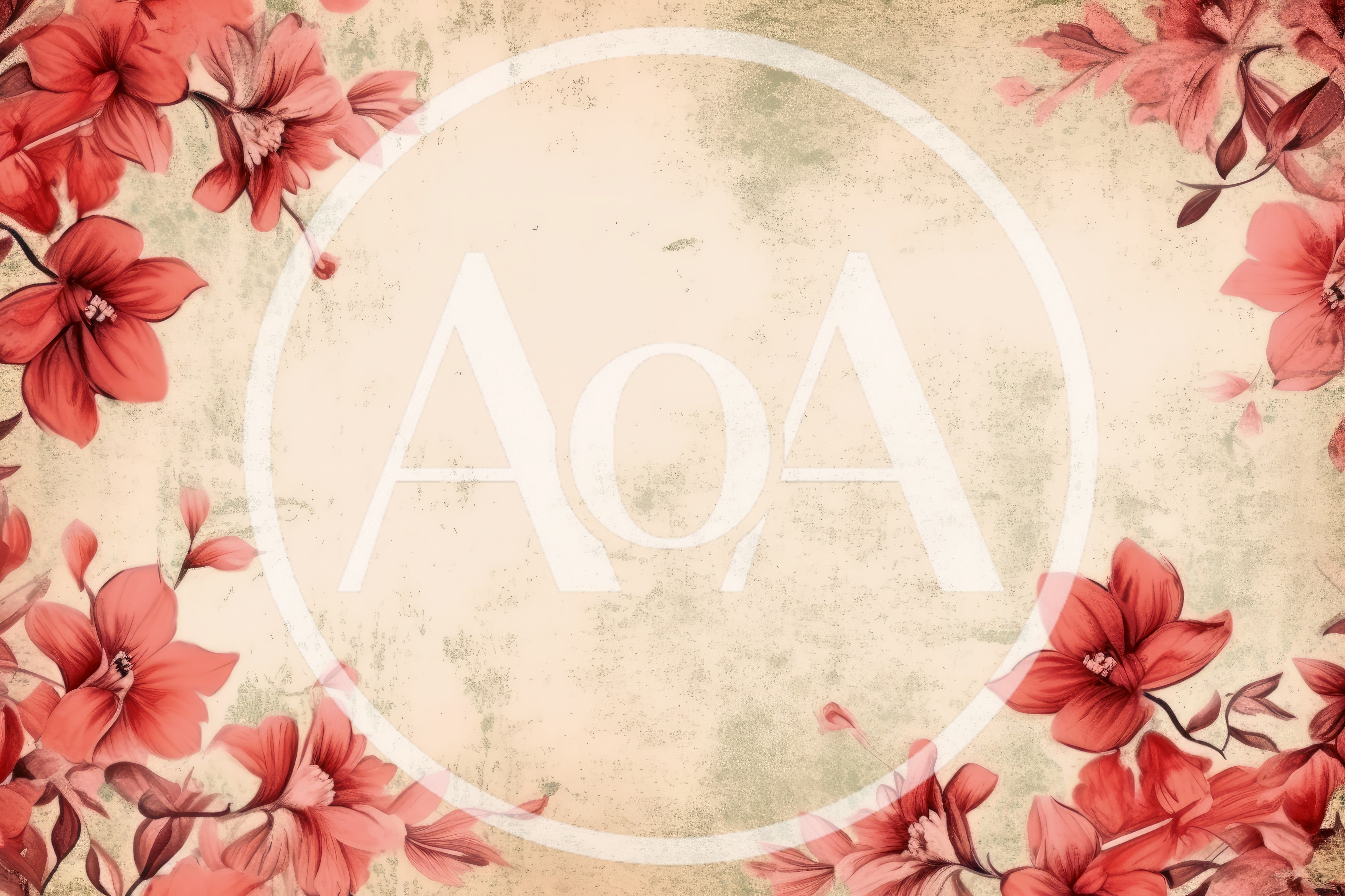 Vintage Floral Frame With Red Flowers On Textured Background