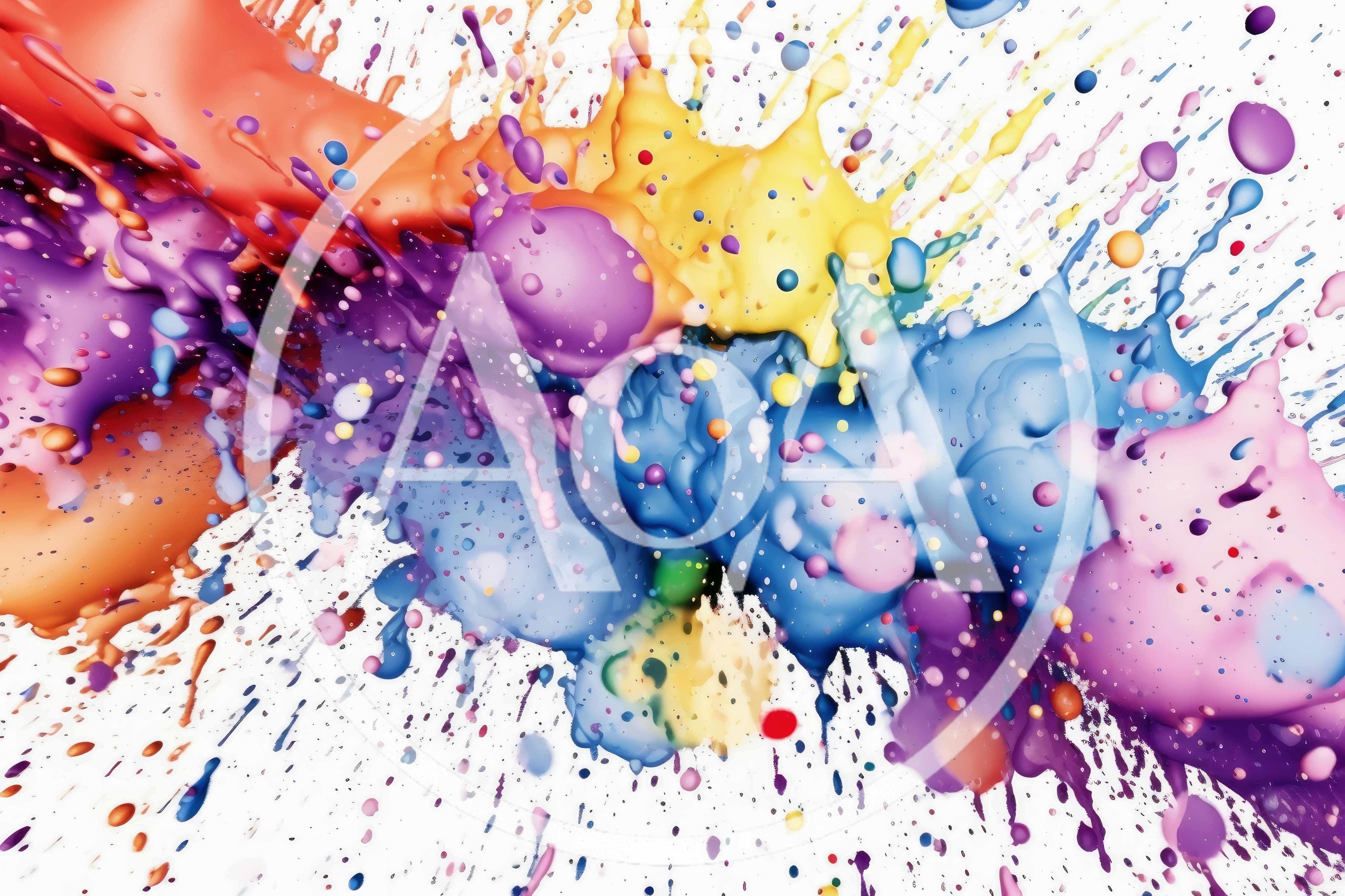 Vibrant Multi-Colored Paint Explosion On White Background