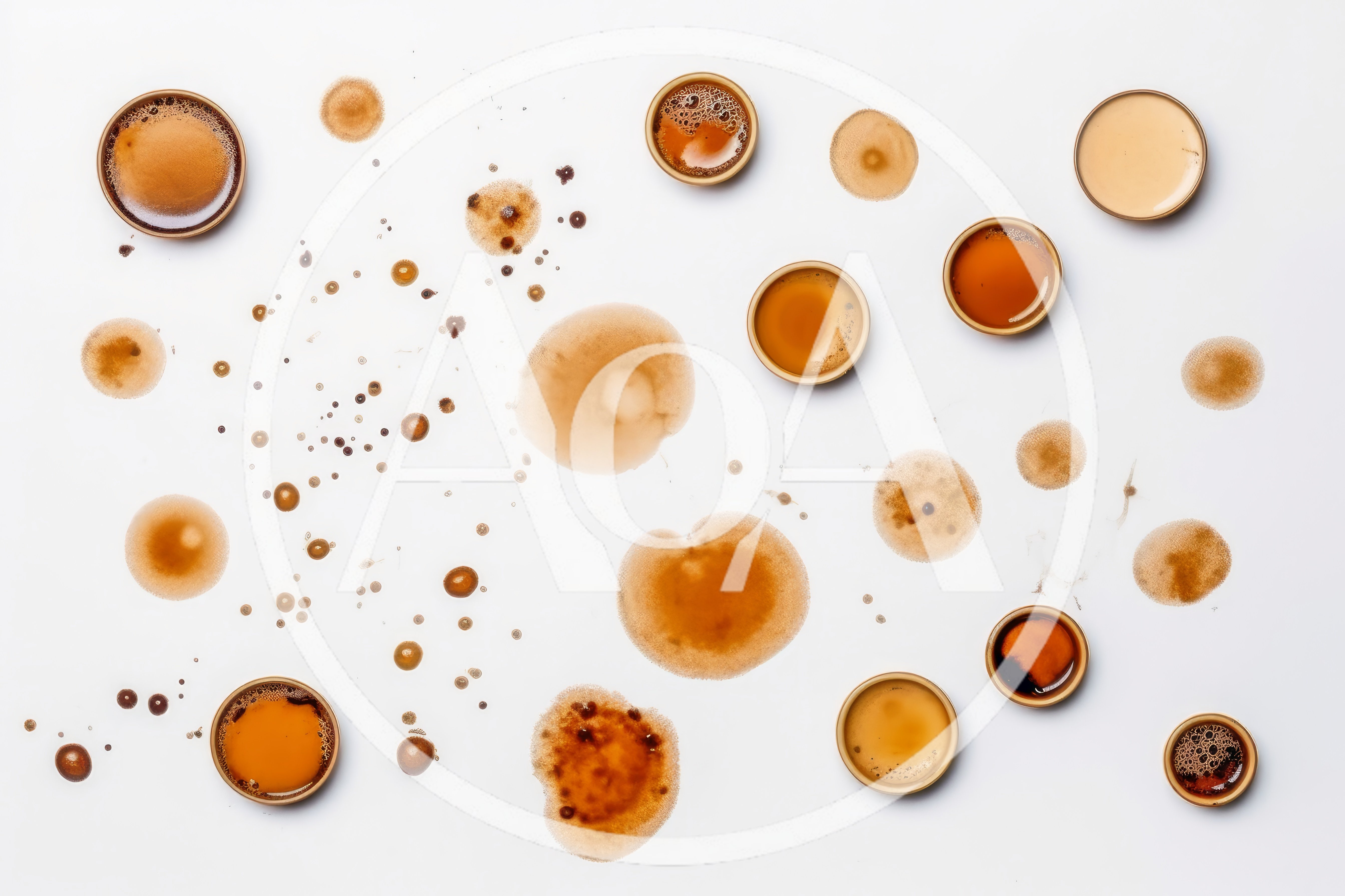 Top View Of Coffee Stains And Small Cups