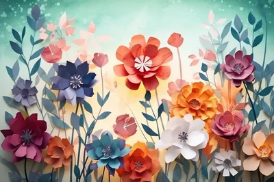 Paper Craft Floral Garden Background