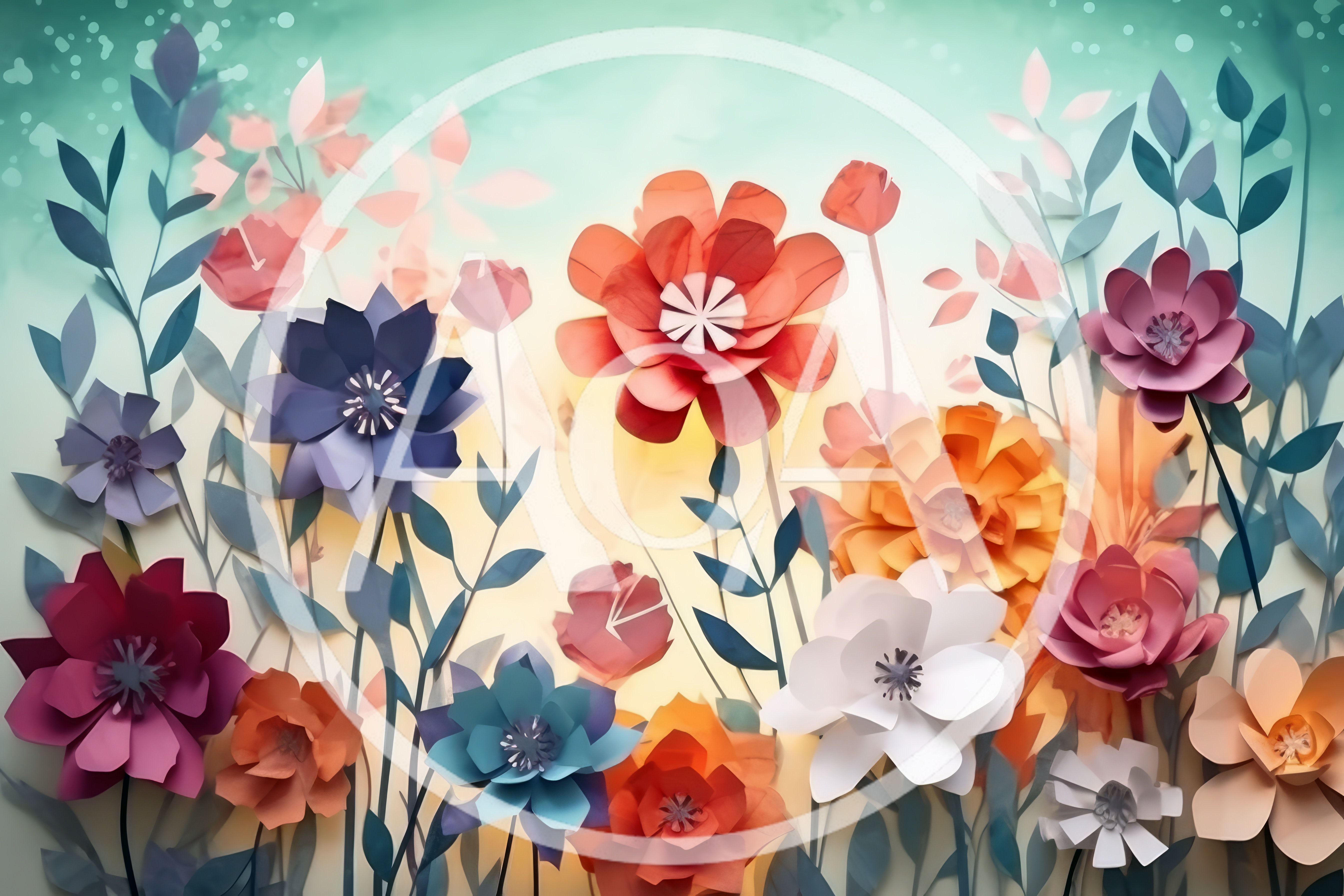 Paper Craft Floral Garden Background