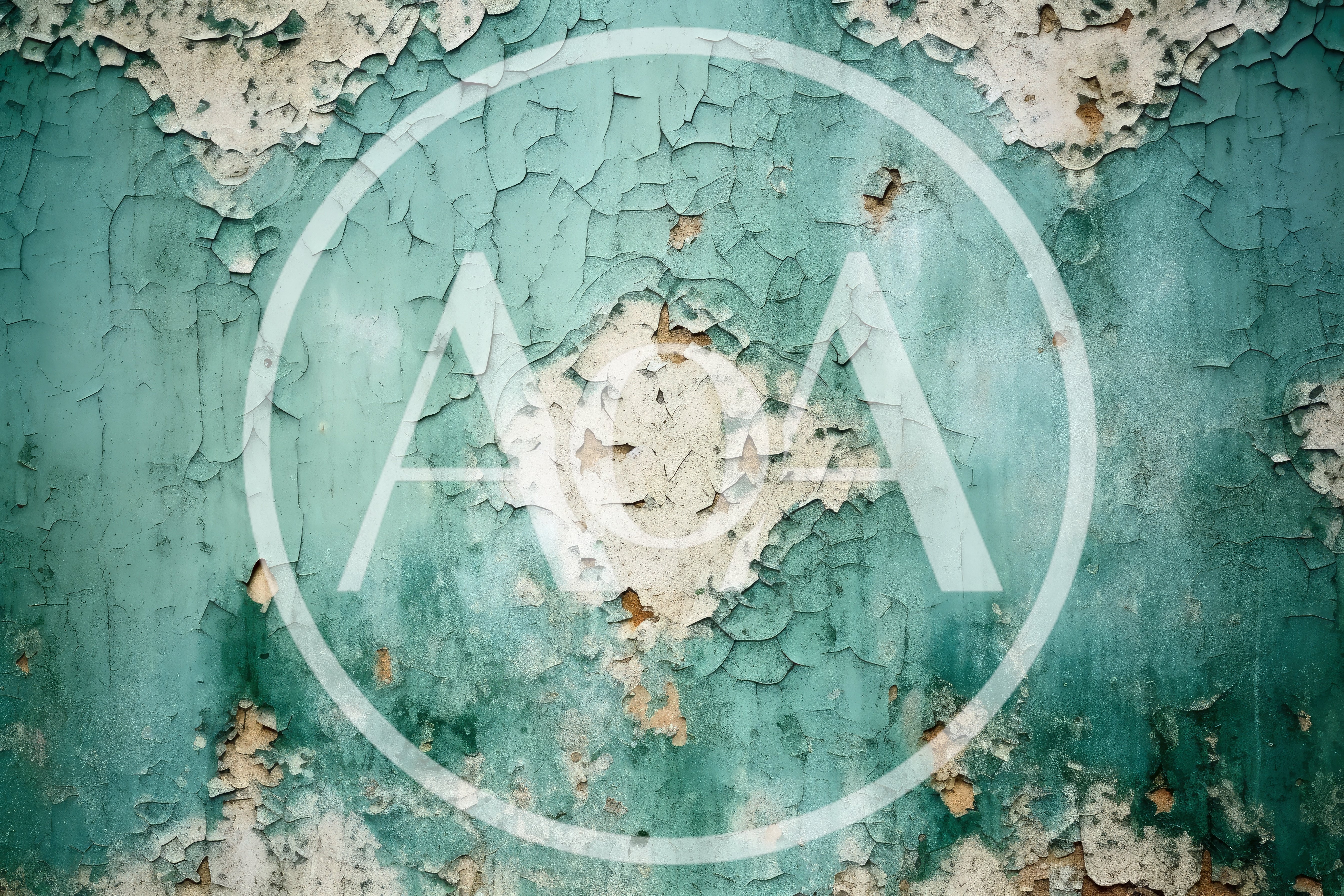 Peeling Teal Paint On A Weathered Concrete Wall