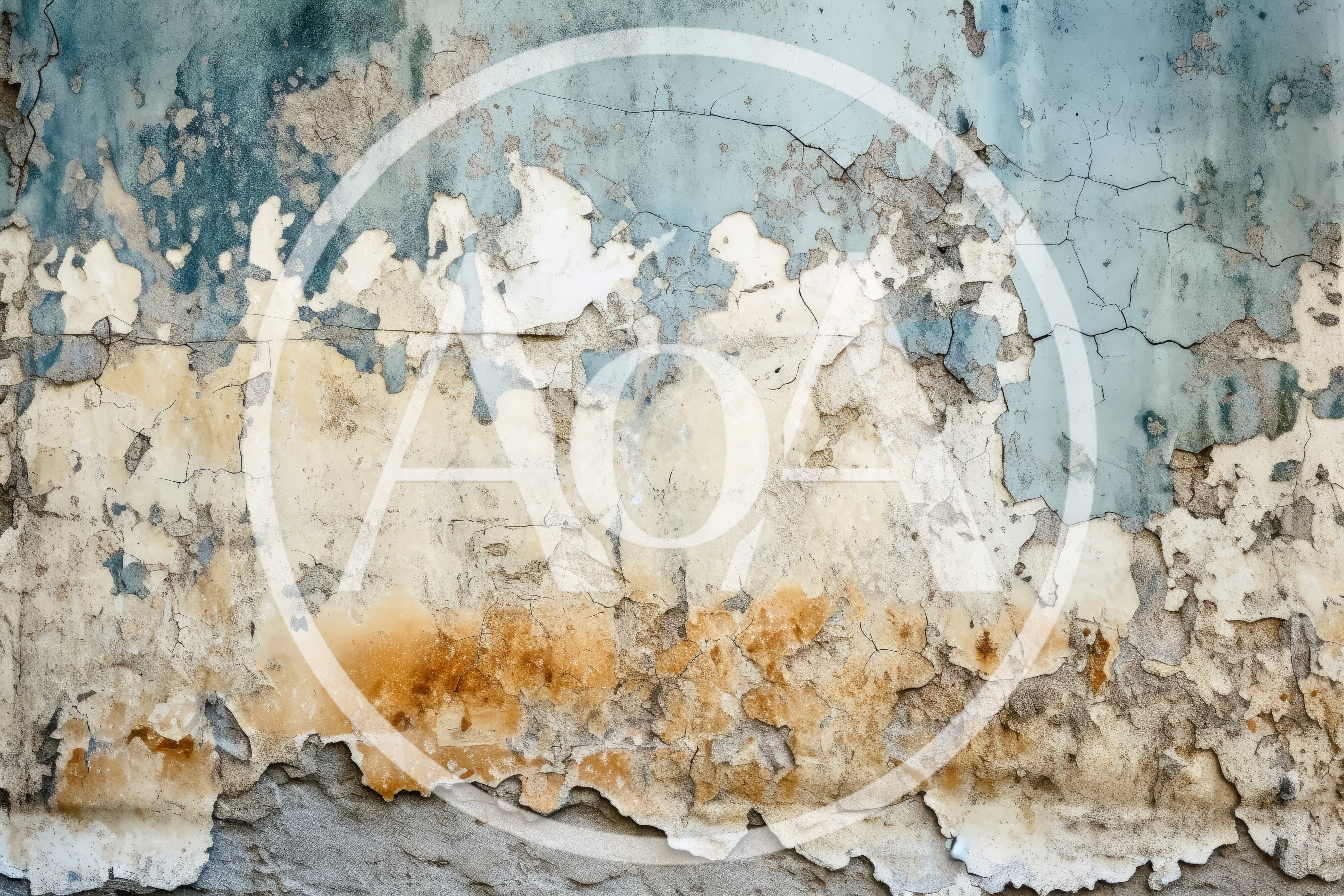 Weathered Wall With Peeling Blue And Beige Paint