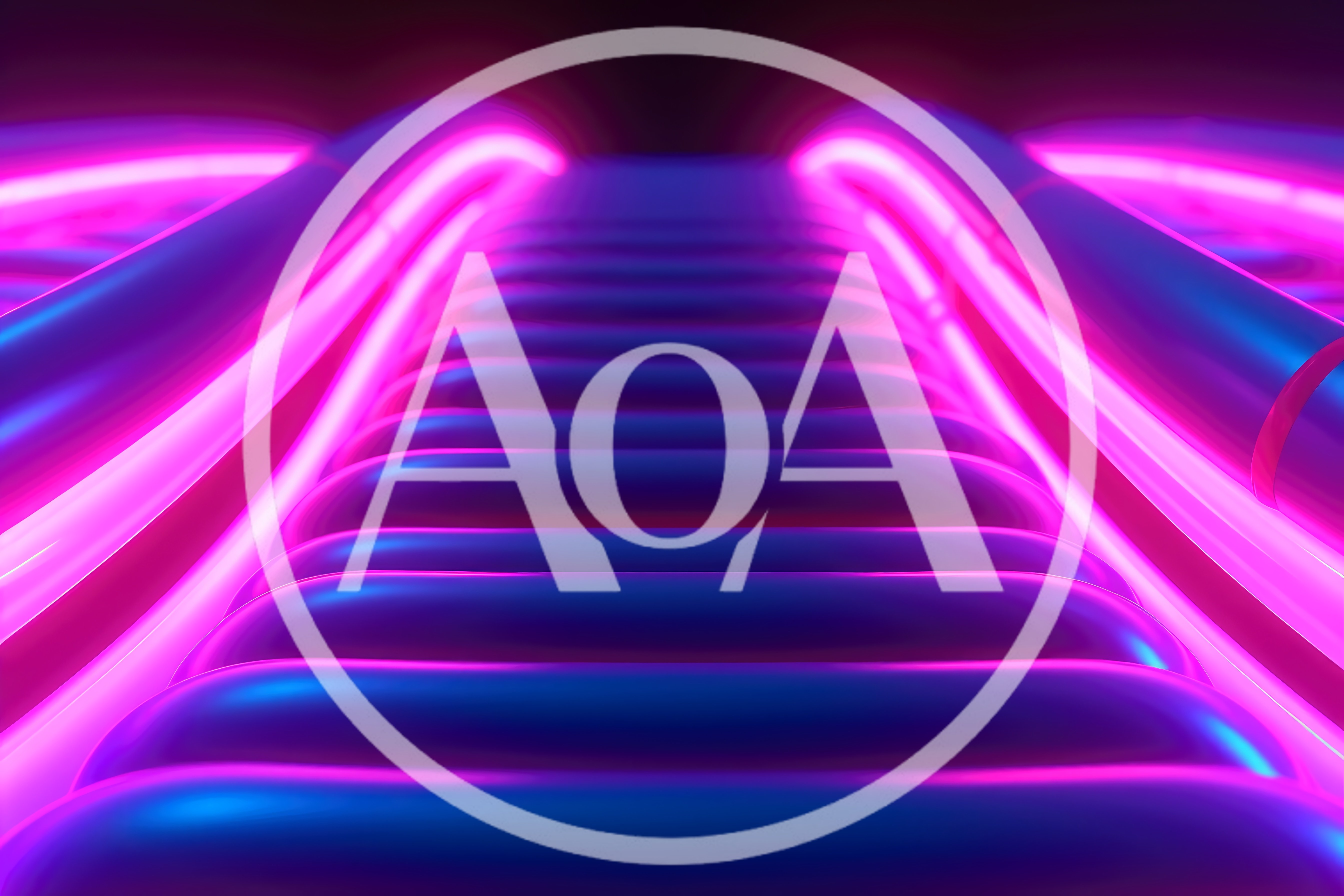 Abstract Neon Glowing Staircase Tunnel