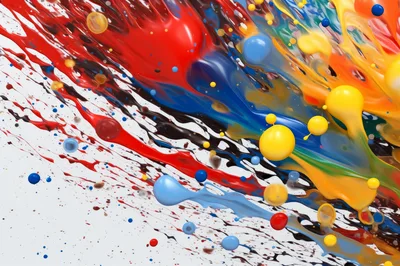 Abstract Multi-Colored Paint Splatter Explosion