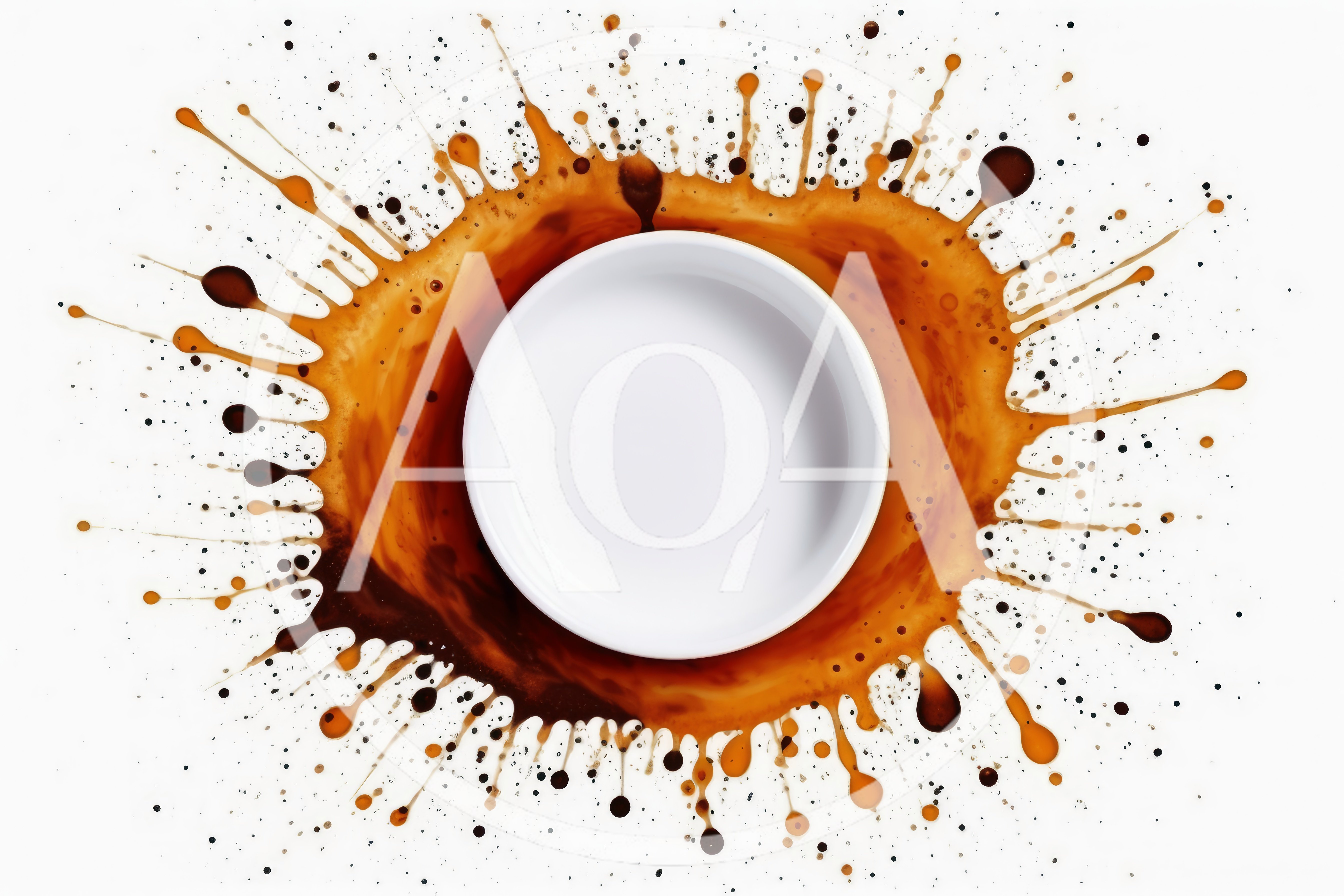 White Bowl Surrounded by Coffee Splatter
