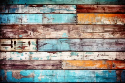 Weathered Multi Colored Painted Wooden Planks Background
