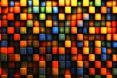 Abstract Background Of Glowing Colorful 3D Cubes