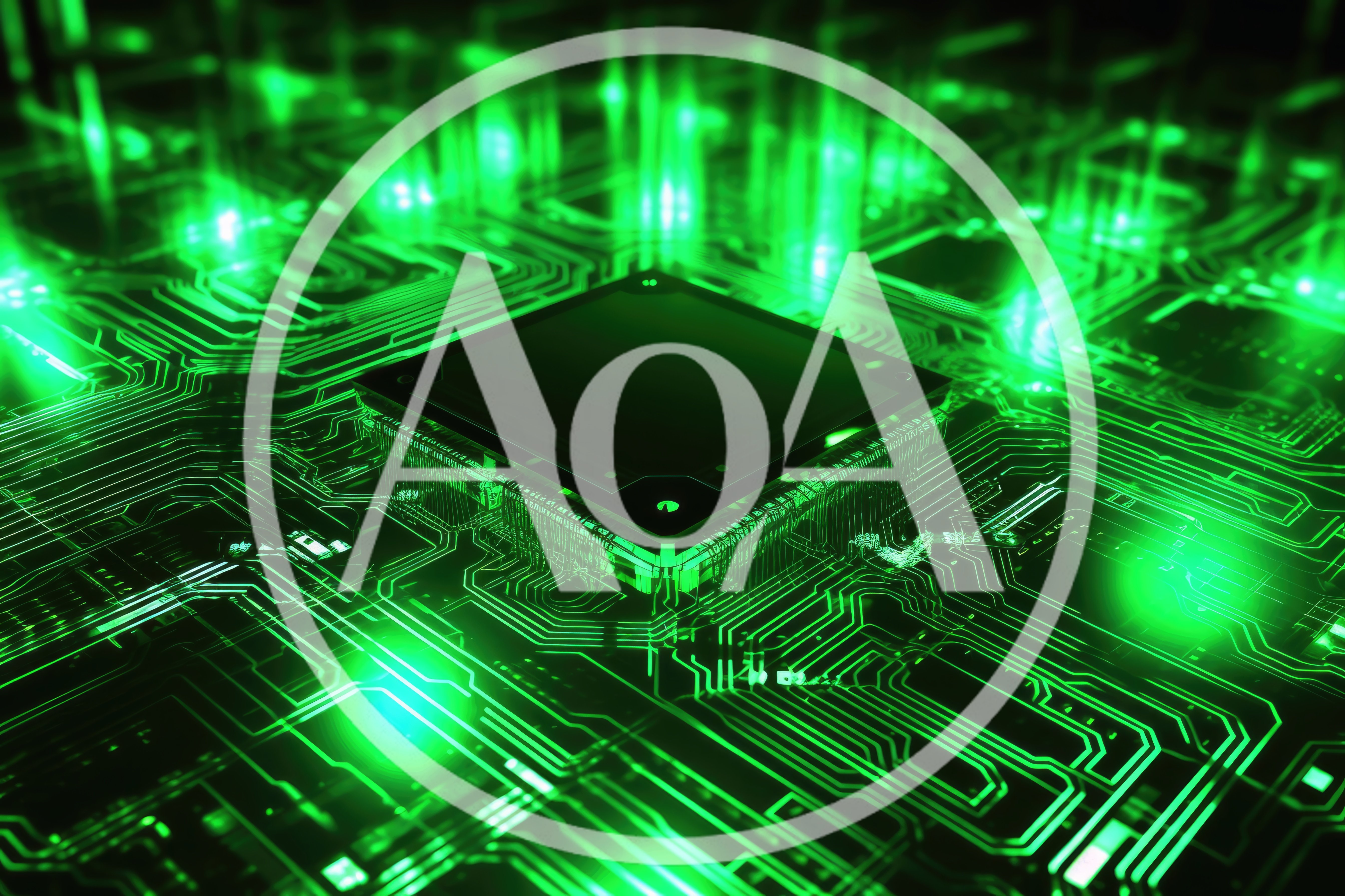 Central Processing Unit On Glowing Green Circuit Board