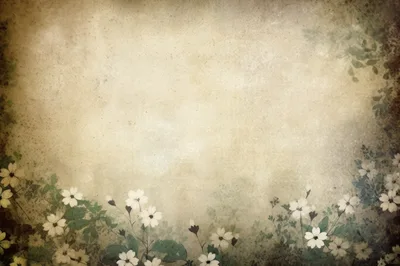 Vintage Floral Background With Aged Paper Texture