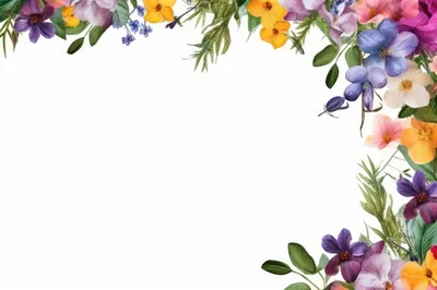 Floral Border Frame With Colorful Wildflowers