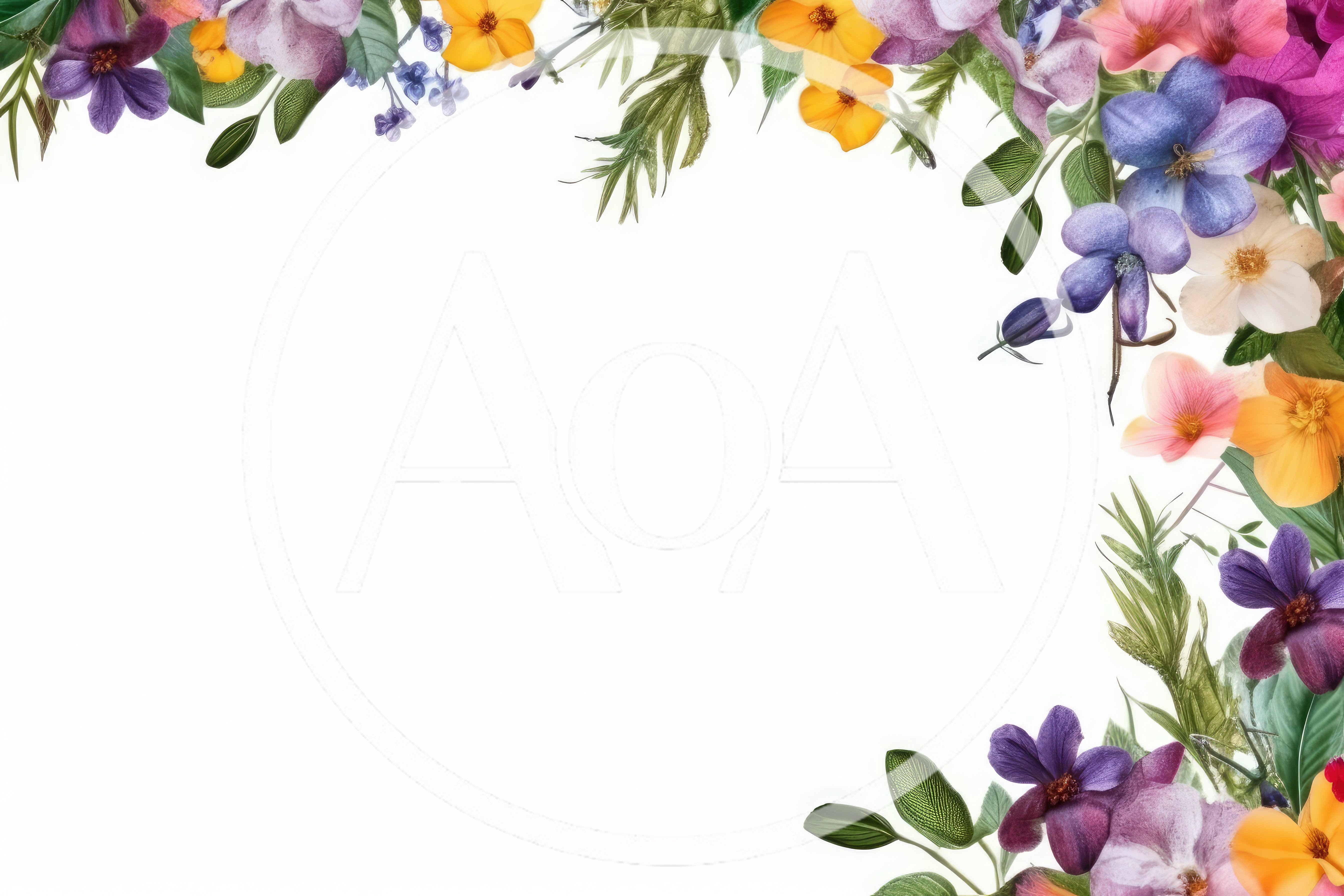 Floral Border Frame With Colorful Wildflowers