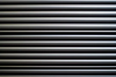 Close Up Of Metallic Horizontal Roller Shutter Door