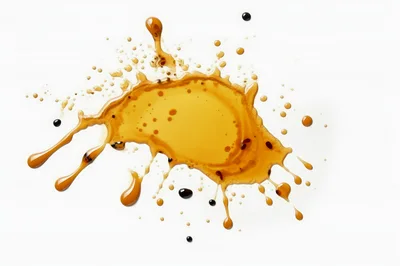 Golden Honey Splatter on White Background