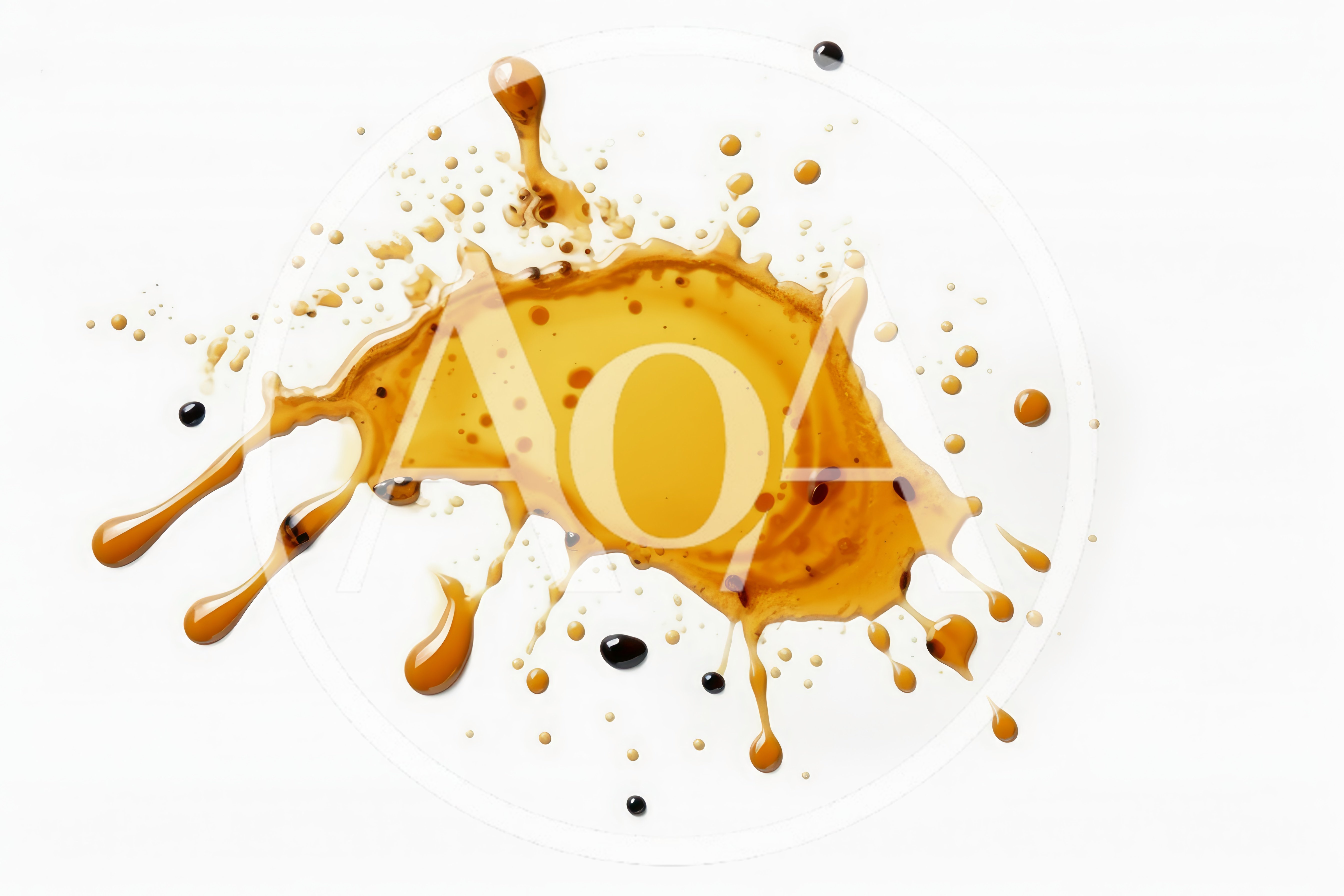 Golden Honey Splatter on White Background