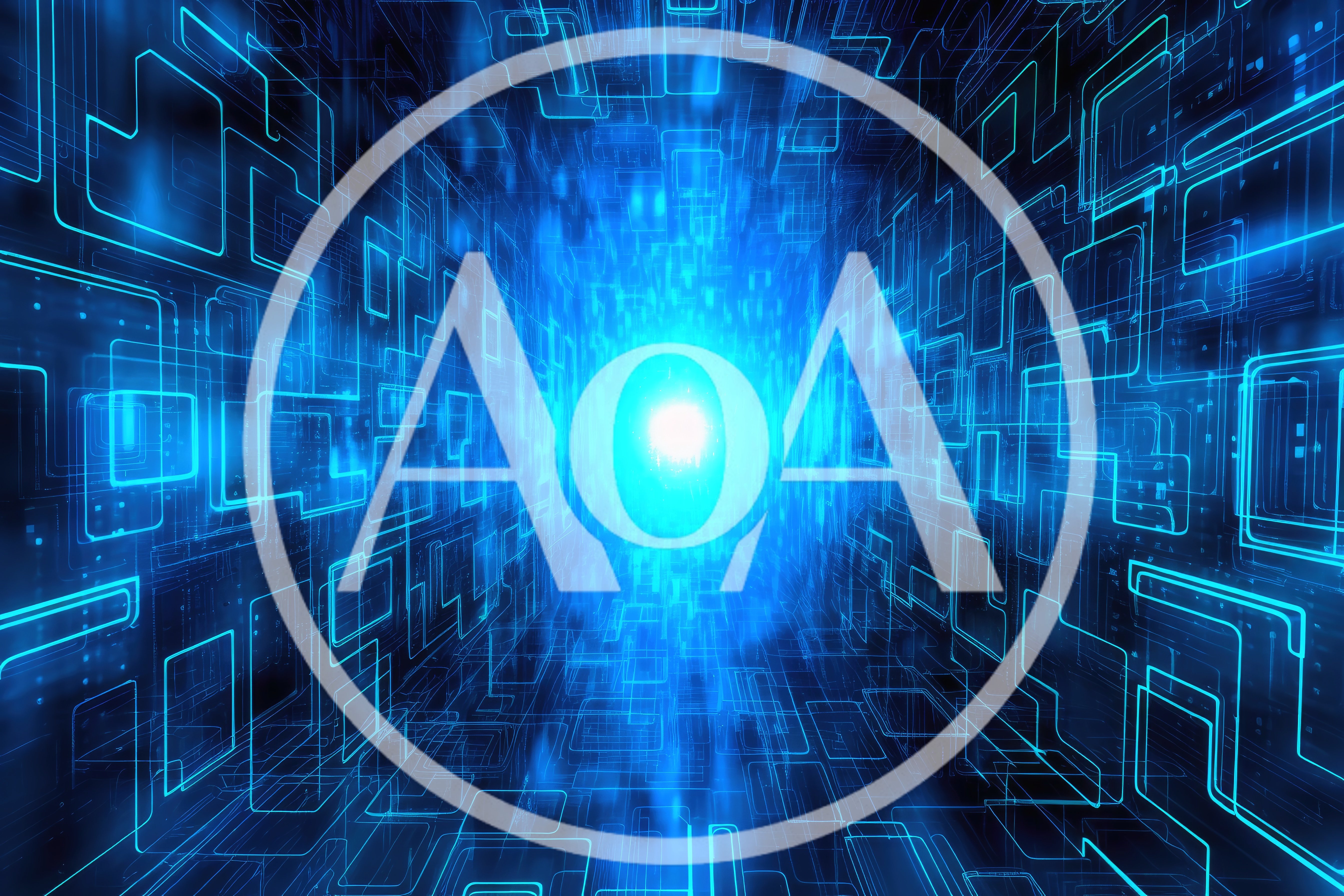 Digital Data Tunnel With Glowing Blue Circuitry