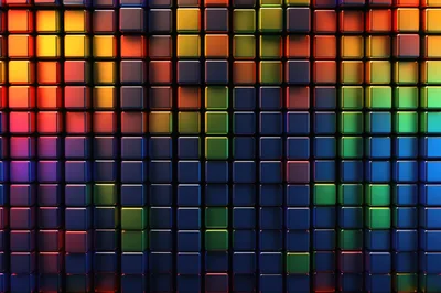 Abstract Background Of Glowing Colorful Metallic Cubes