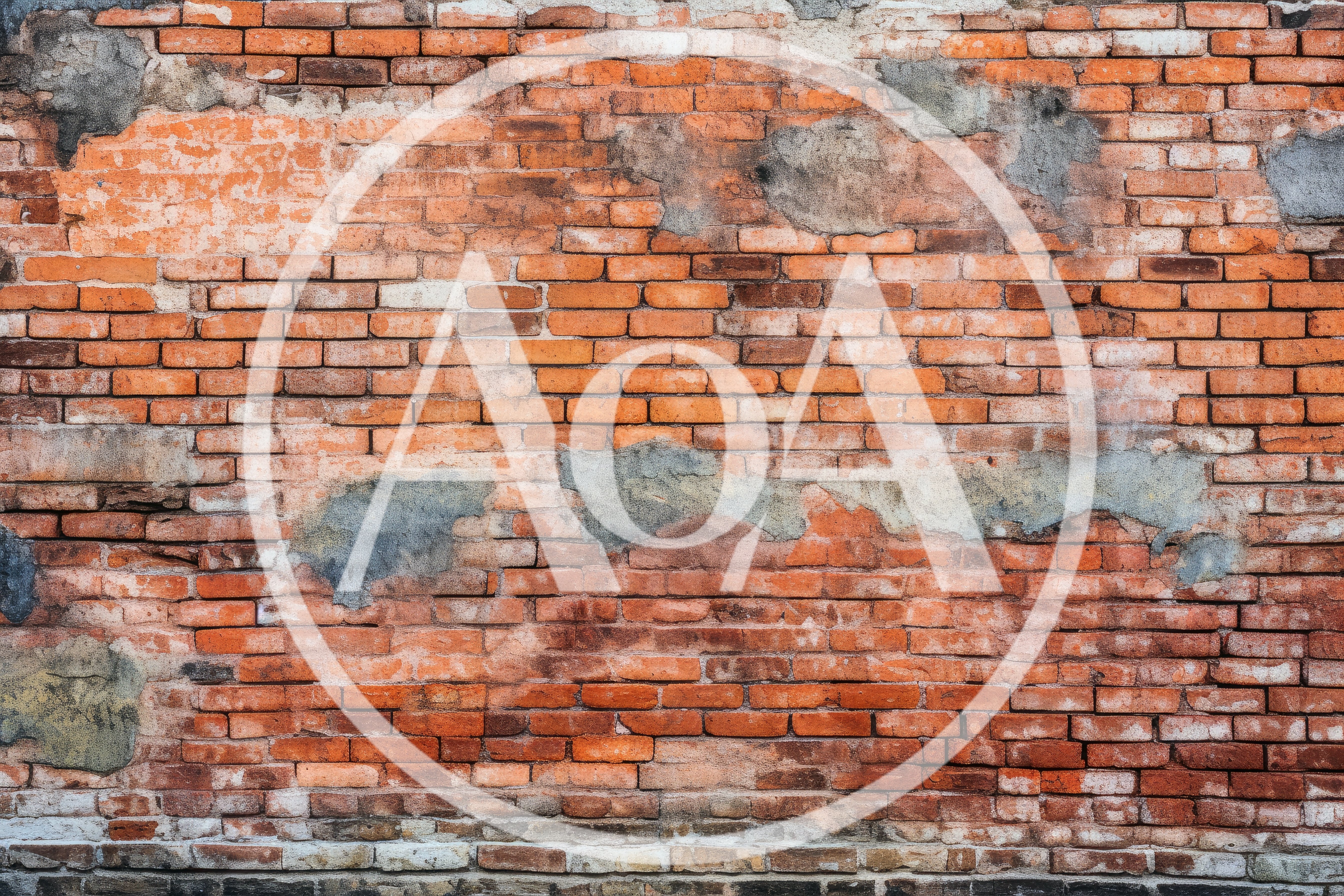 Weathered Red Brick Wall With Patches Of Plaster