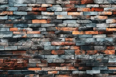Textured Multi-Colored Stone Brick Wall Background
