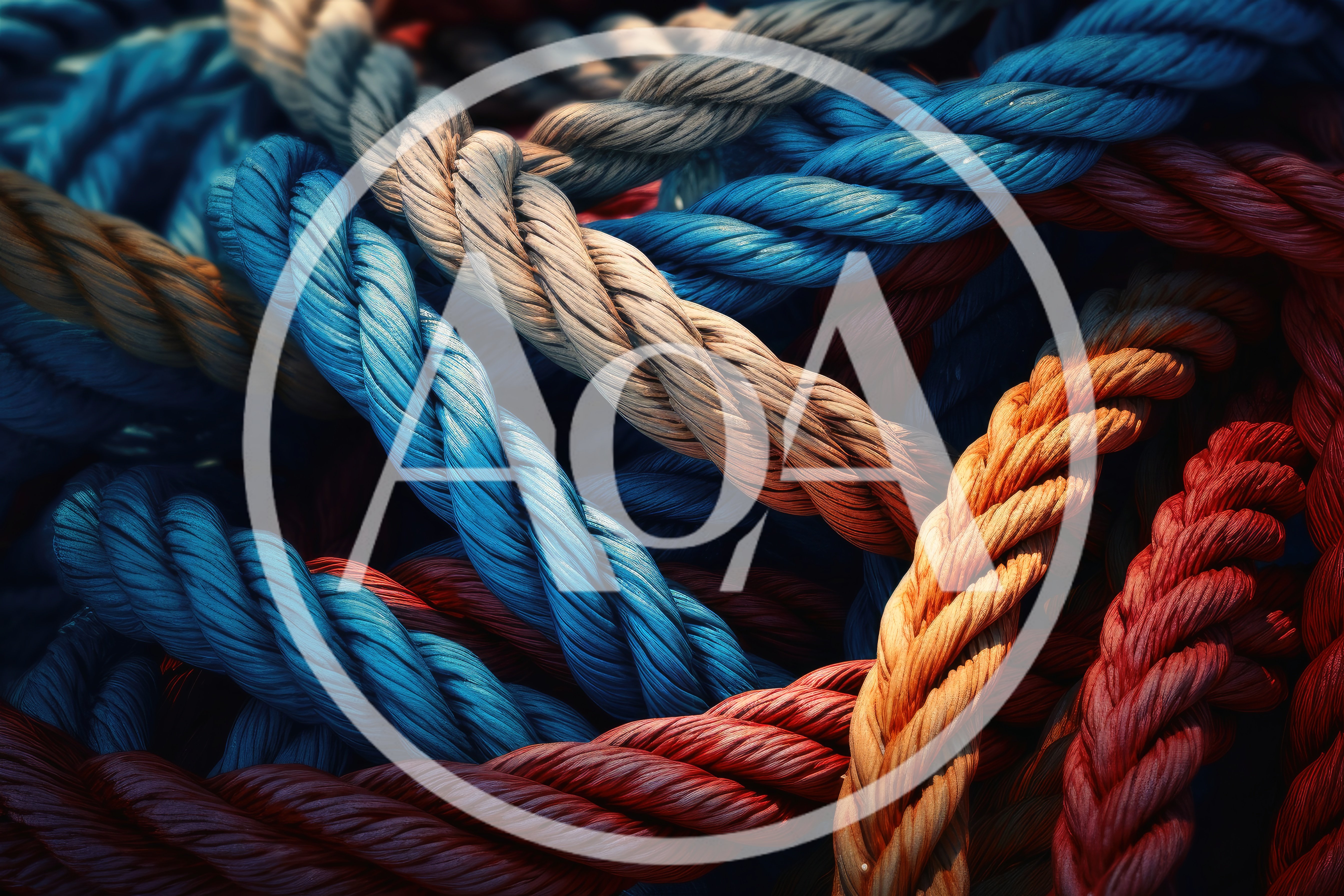 Close Up Of Colorful Twisted Synthetic Ropes