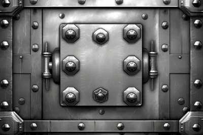 Industrial Metal Vault Door With Riveted Steel Plates