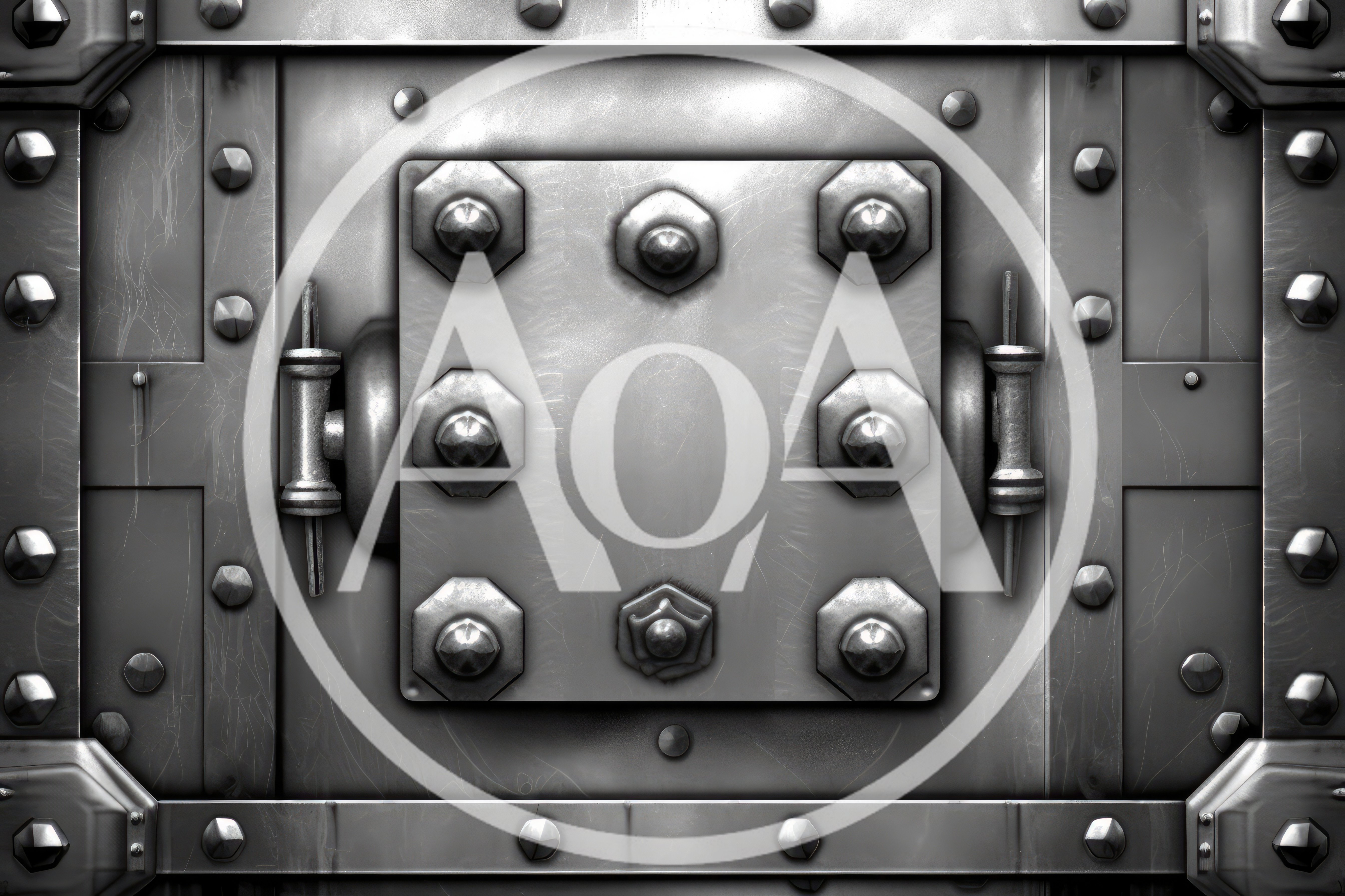 Industrial Metal Vault Door With Riveted Steel Plates