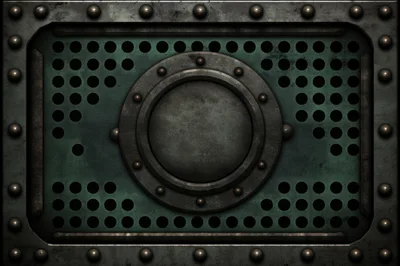 Industrial Metal Wall Panel With Rivets And Circular Port
