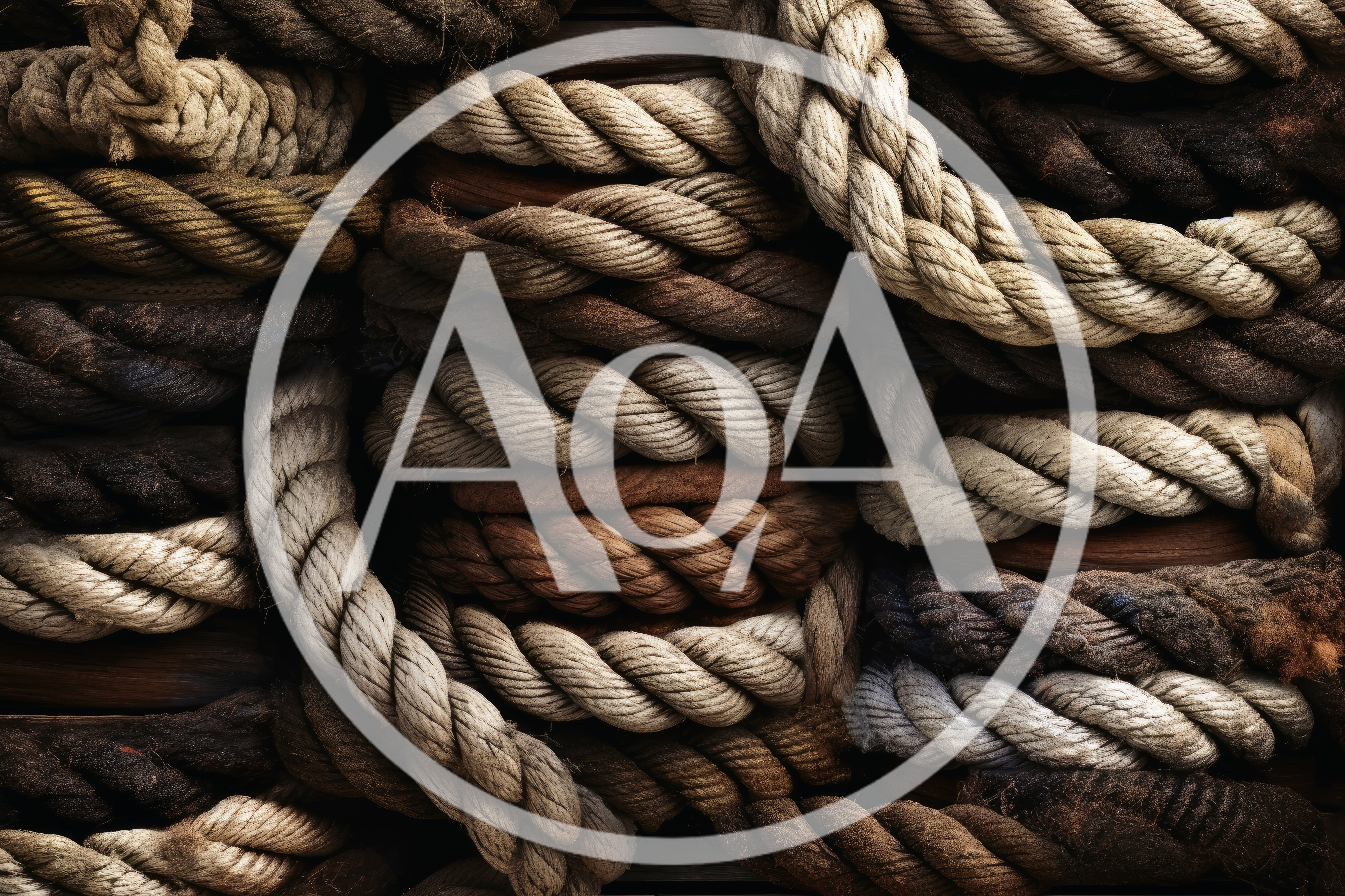 Coiled Nautical Ropes Stacked On A Wooden Surface