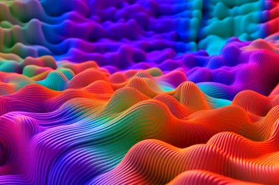 Abstract 3D Wavy Surface With Vibrant Rainbow Gradient