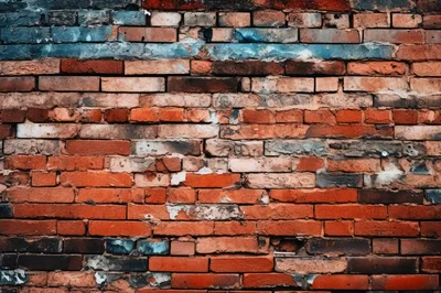Weathered Red Brick Wall With Distressed Texture
