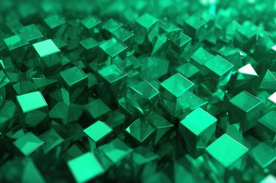 Abstract Background Of Glowing Green Glass Cubes
