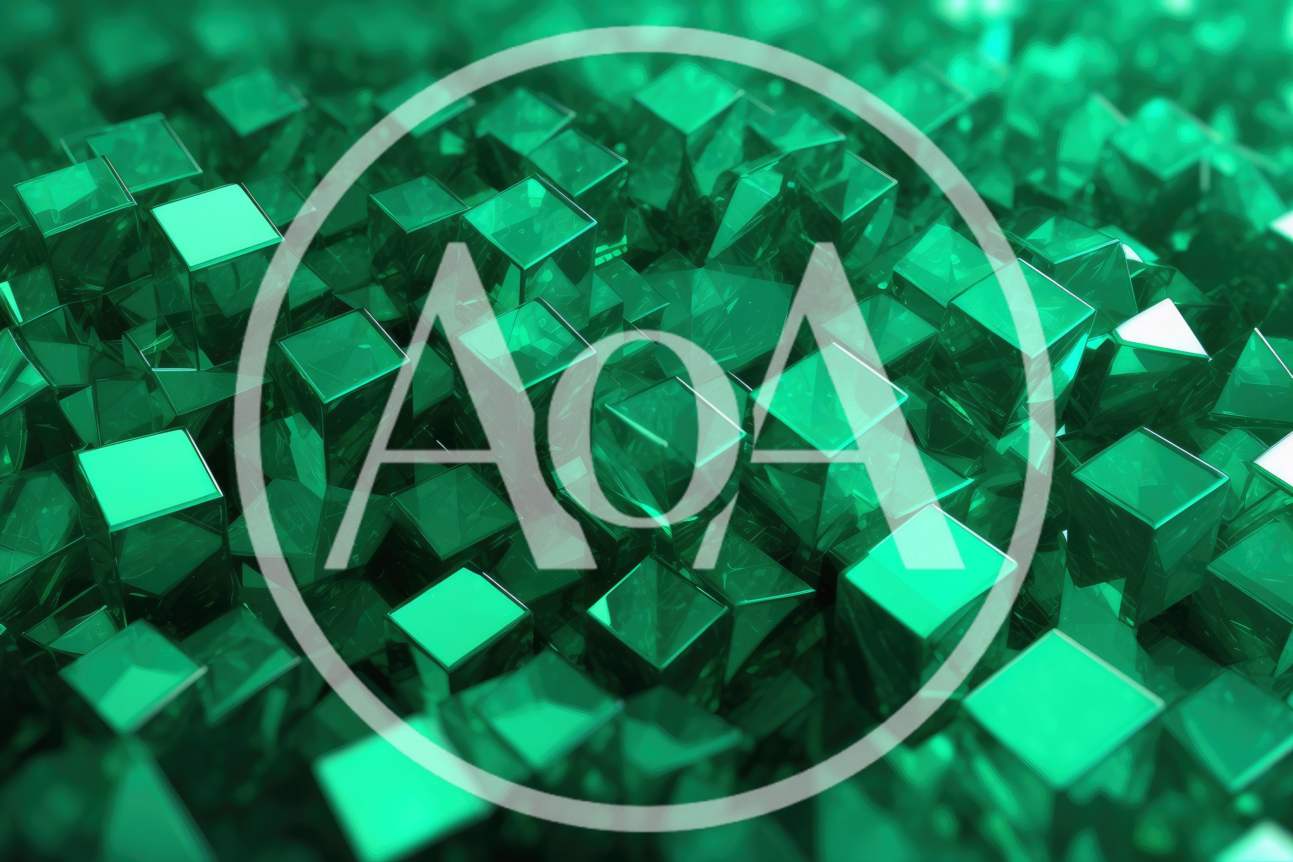 Abstract Background Of Glowing Green Glass Cubes