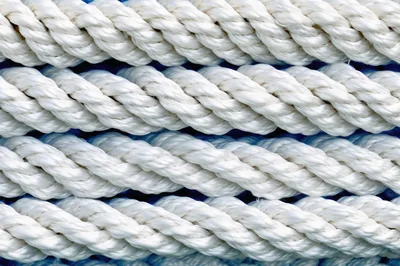 Close Up Of Thick White Twisted Synthetic Rope