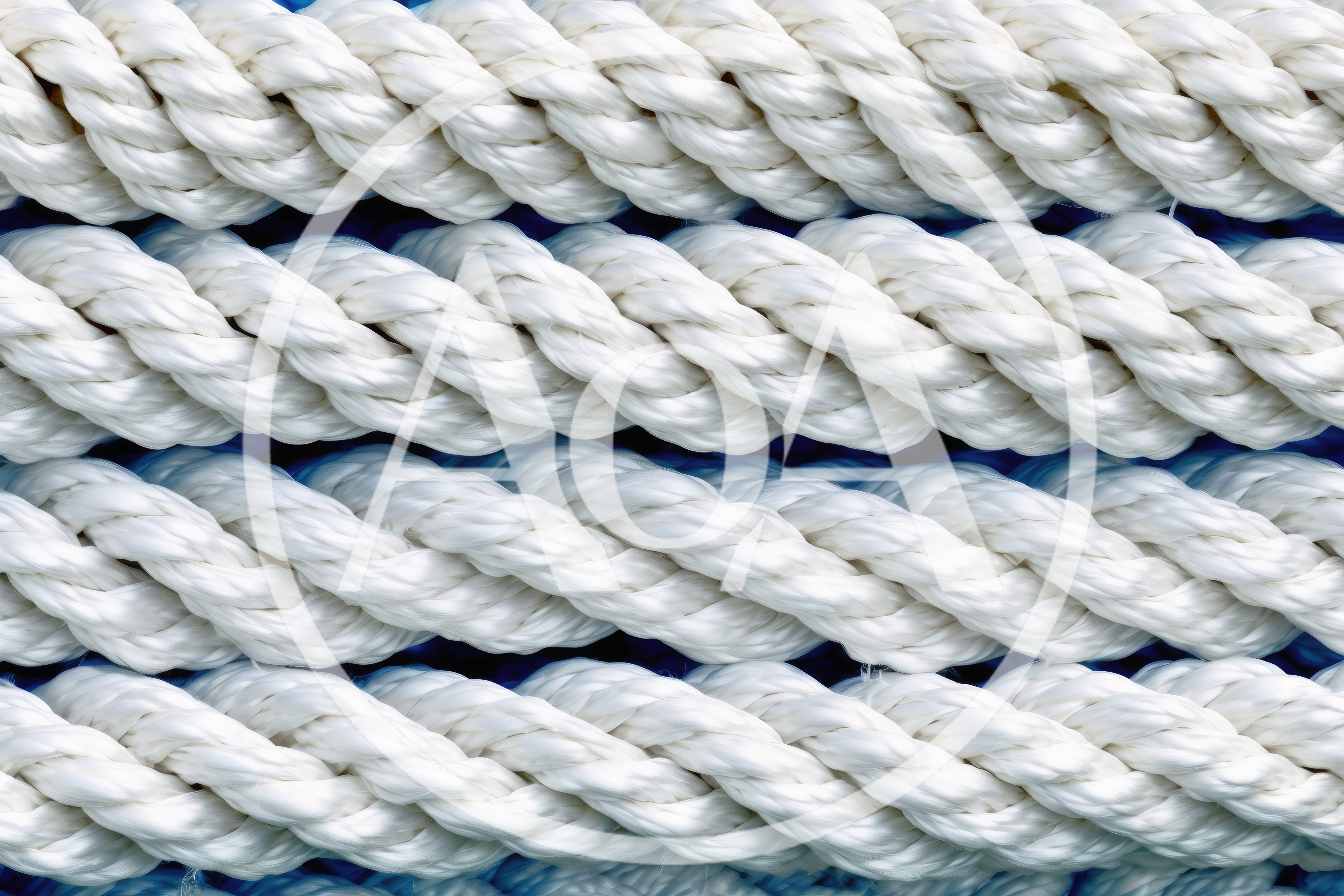 Close Up Of Thick White Twisted Synthetic Rope
