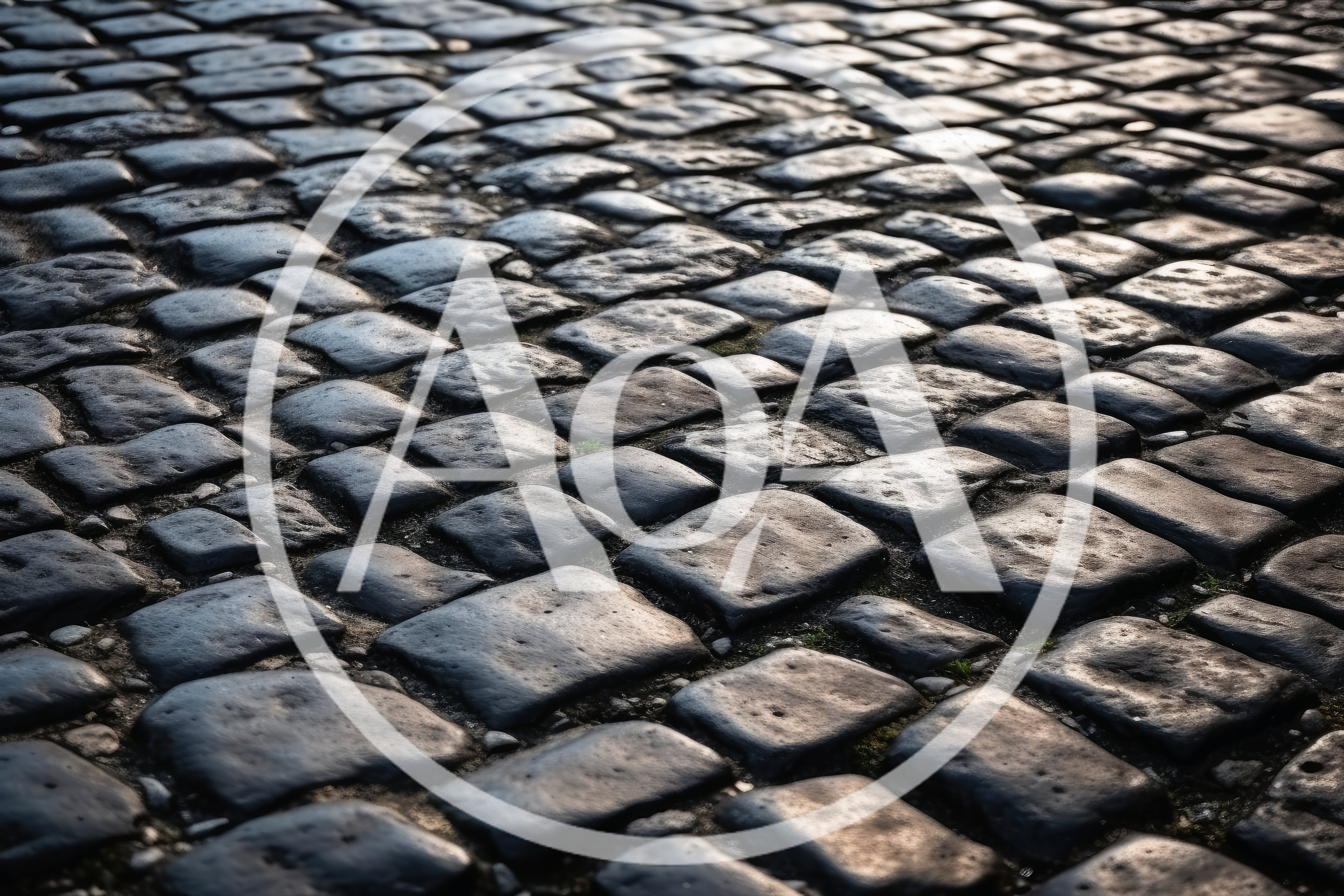 Close Up Of Traditional Cobblestone Street Surface