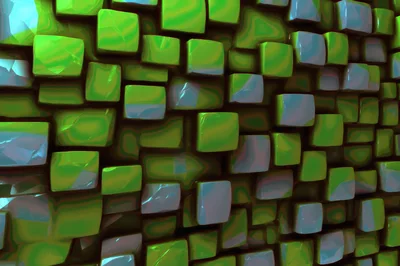 Abstract 3D Background With Glossy Green Cubes