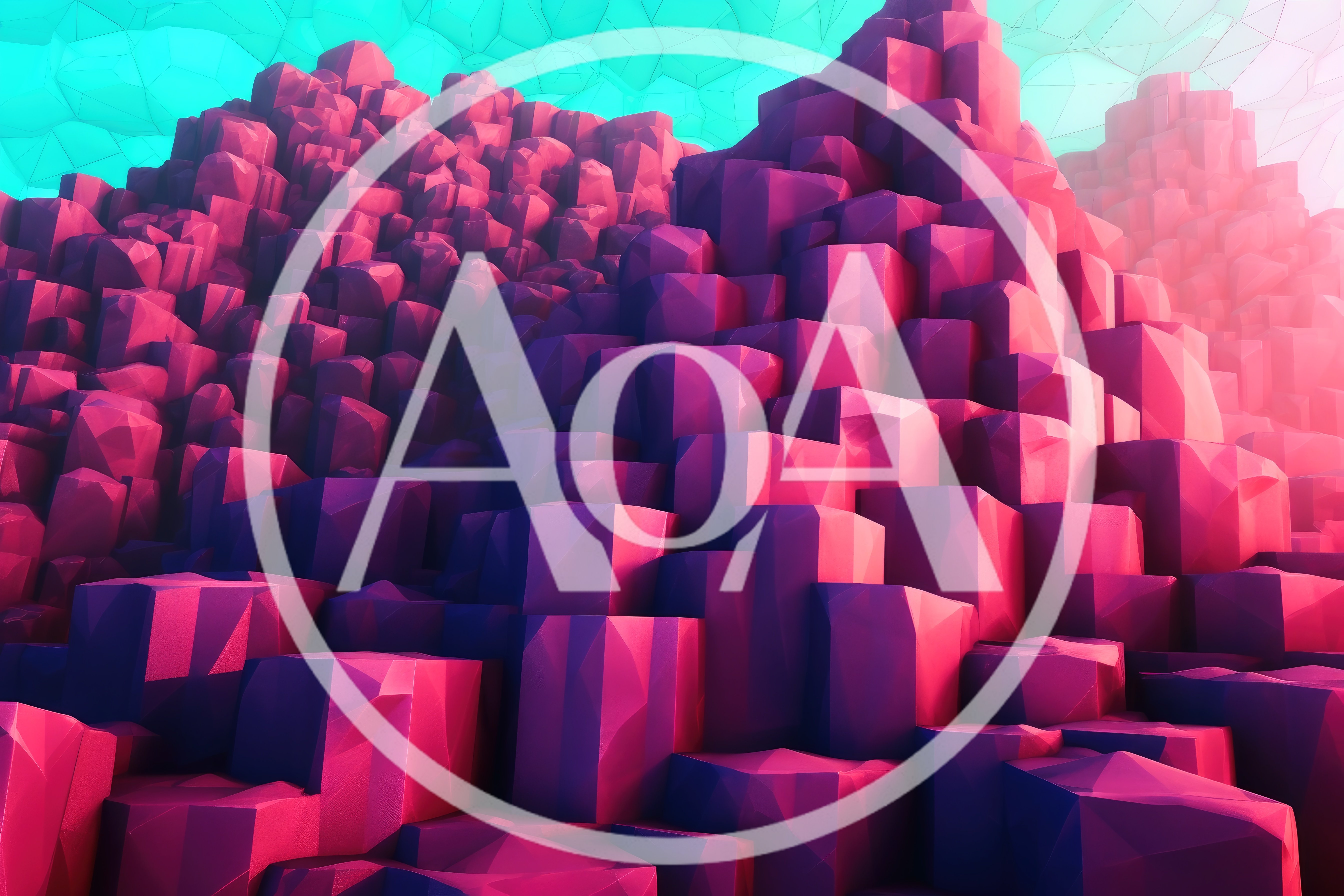 Abstract Geometric Pink Crystal Mountain Landscape
