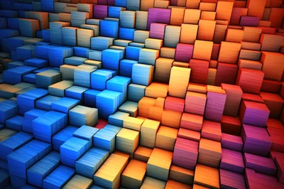 Abstract 3D Cubes With Gradient Color Transition