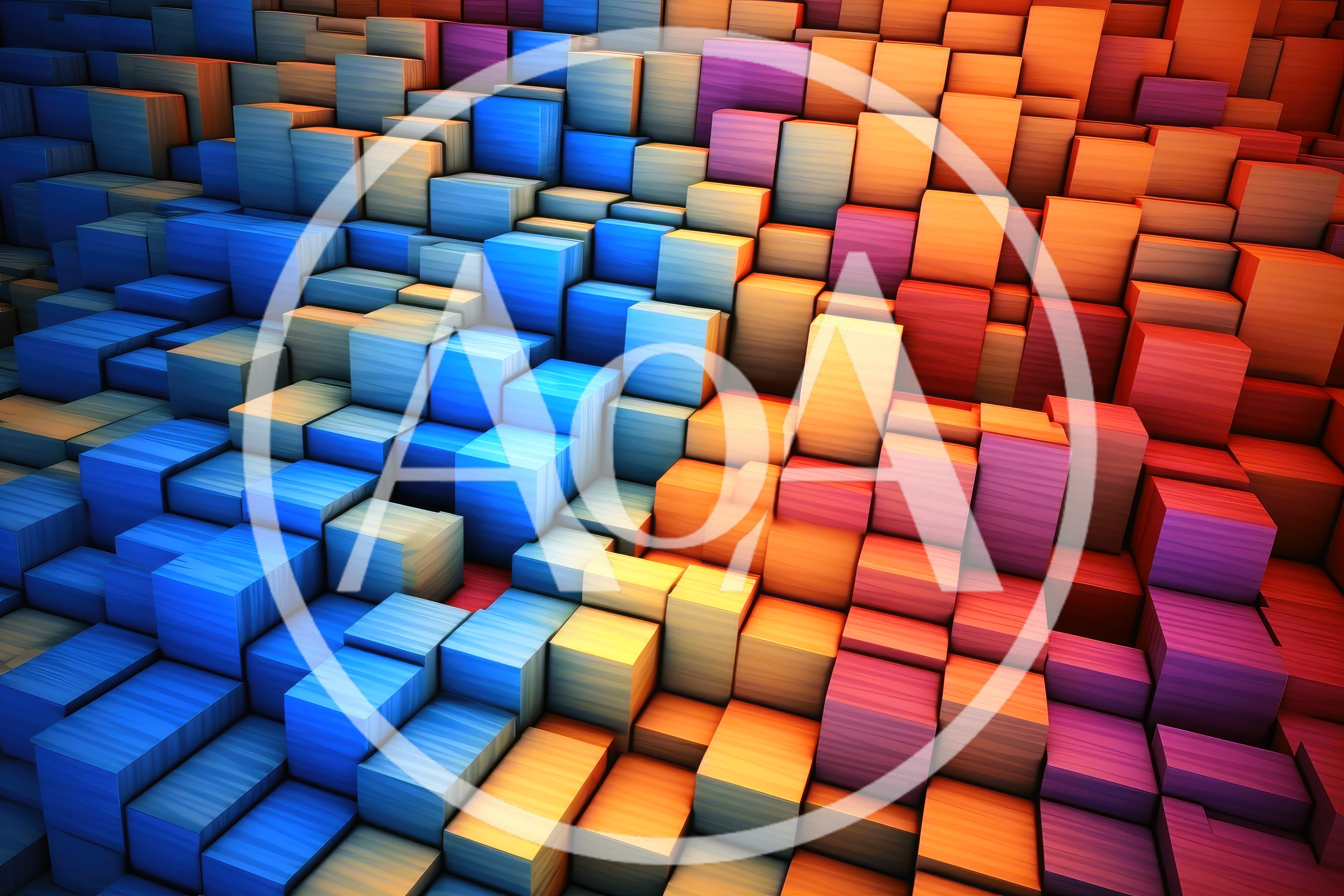Abstract 3D Cubes With Gradient Color Transition