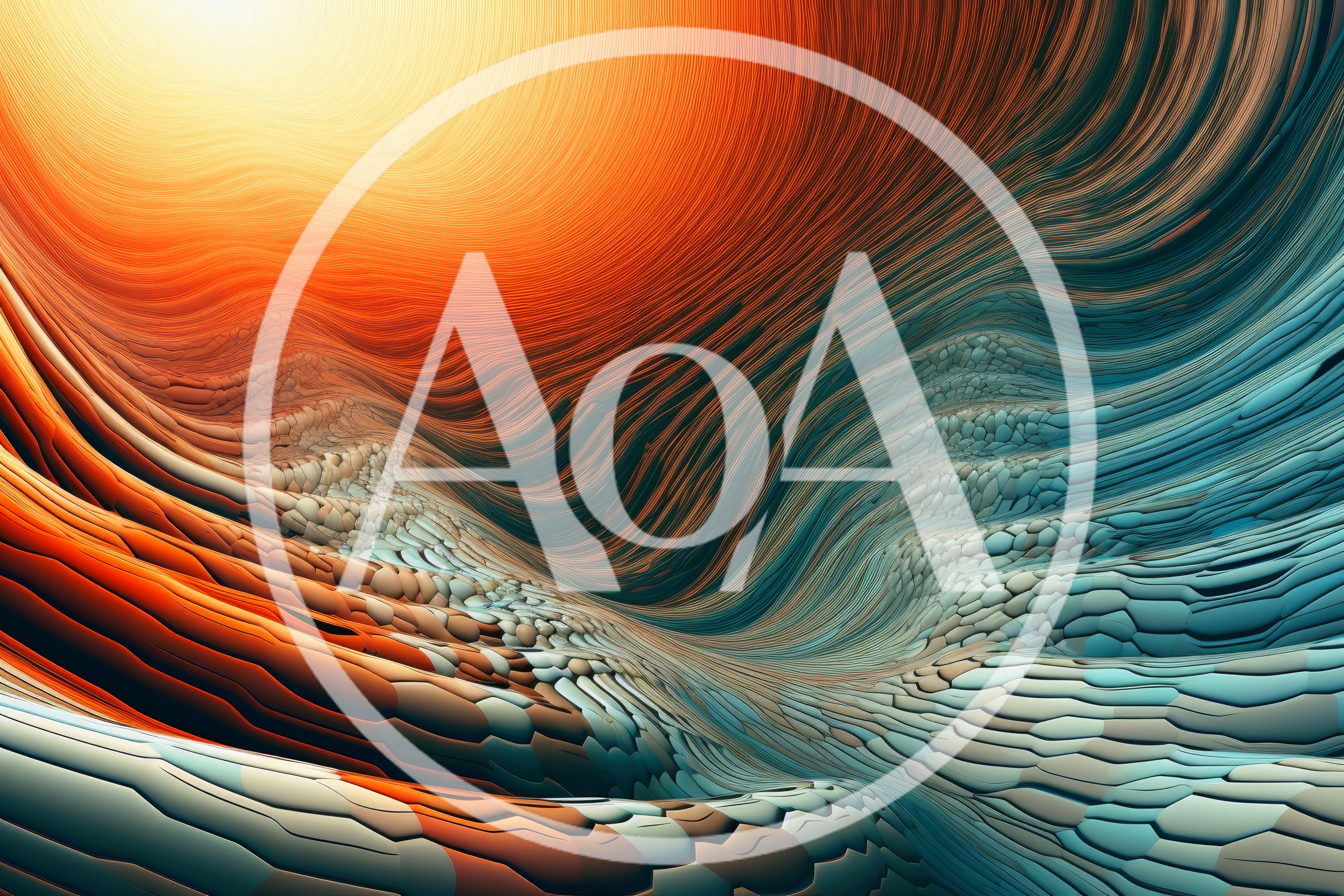Abstract Digital Landscape With Flowing Geometric Textures