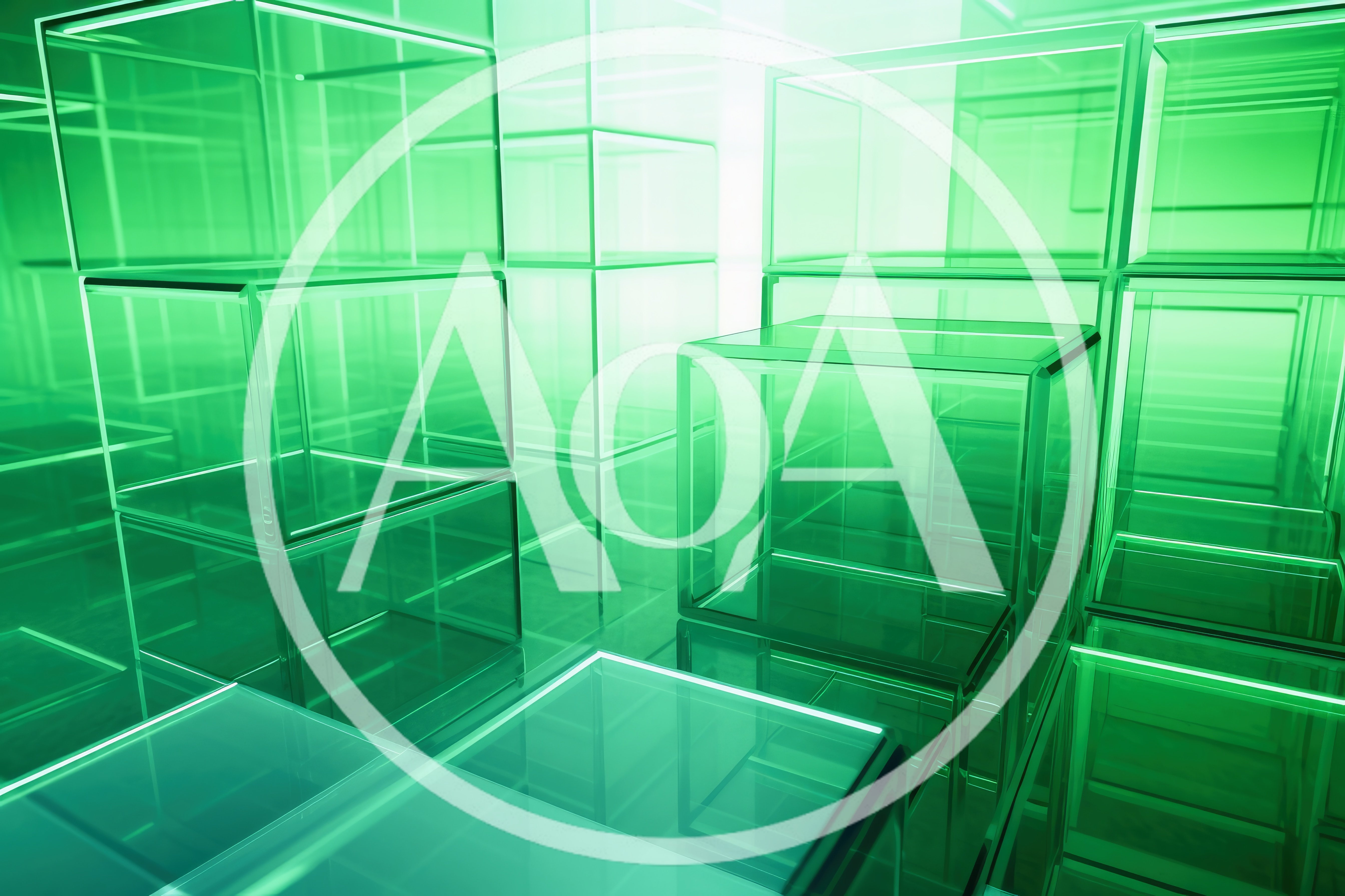 Abstract 3D Green Glass Cubes Background