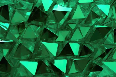 Abstract Green Geometric Glass Crystal Texture
