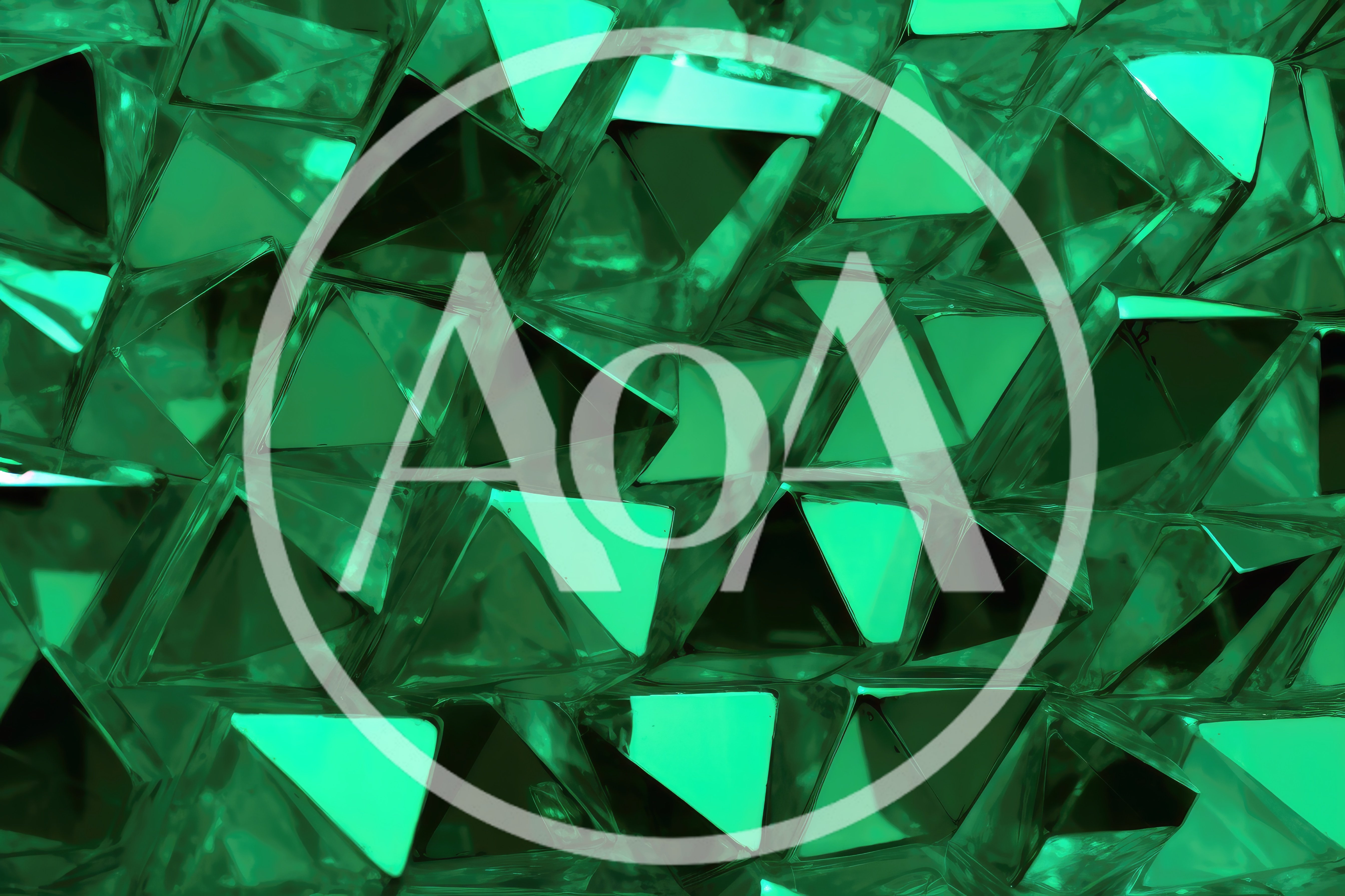 Abstract Green Geometric Glass Crystal Texture