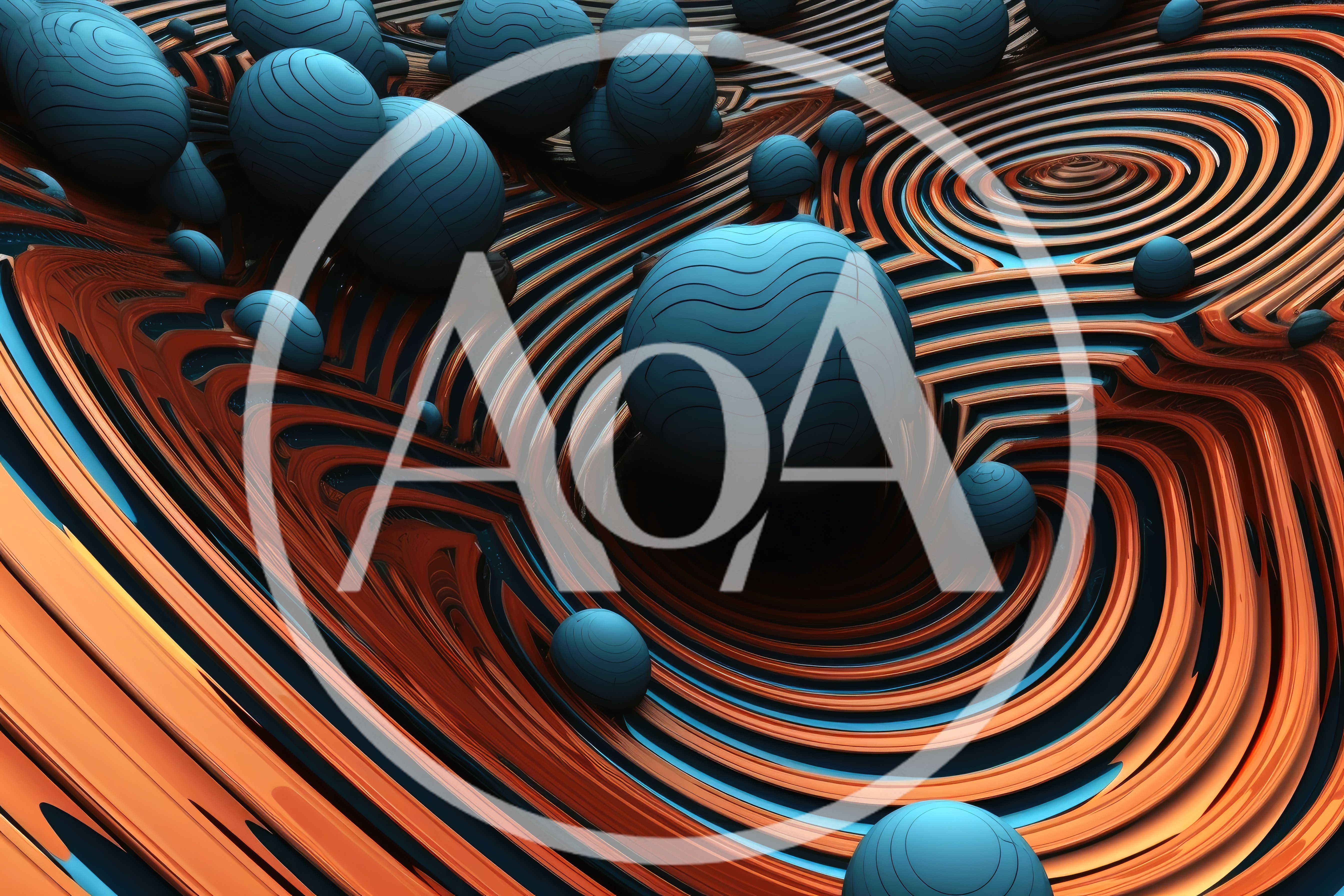 Abstract 3D Render Of Blue Spheres On Wavy Surface