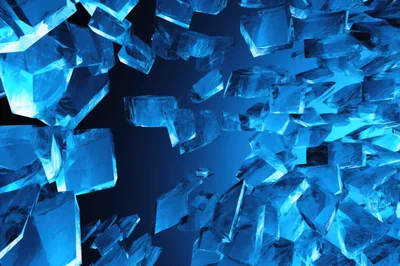 Abstract Floating Blue Crystal Shards Background