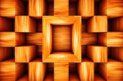 Abstract Wooden Cube Pattern Background