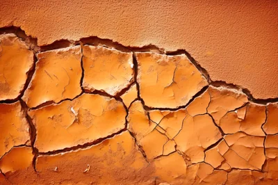 Cracked Orange Paint Texture on Weathered Wall