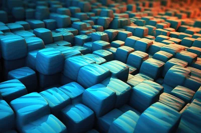 Abstract 3D Blue Cubes Background