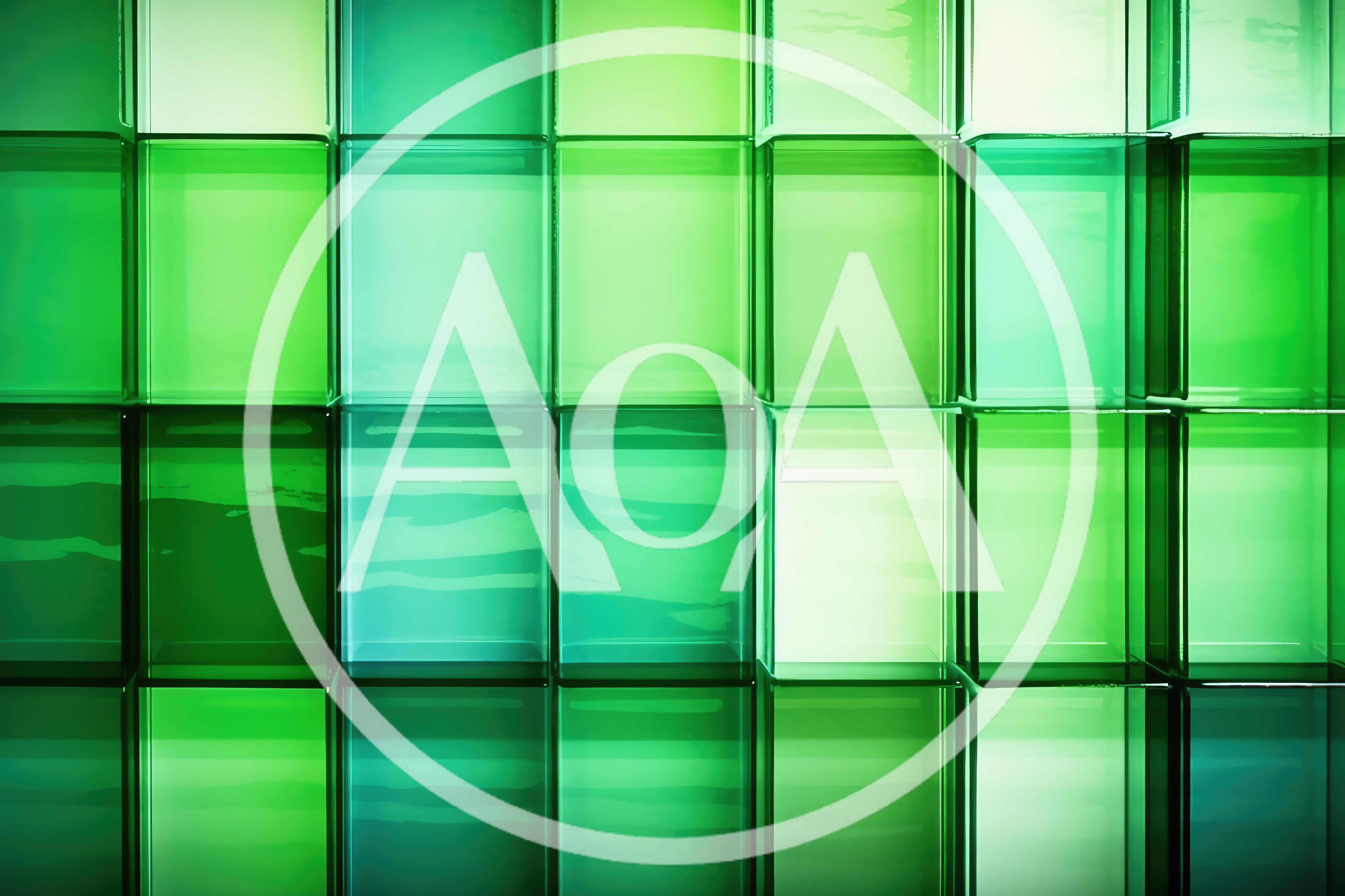 Abstract Green Glass Block Wall Background
